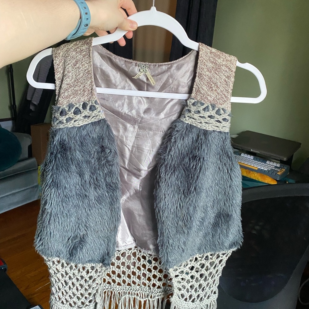 BKE Light Blue Gray Satin Vest